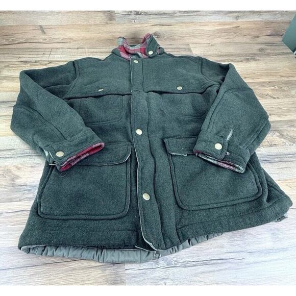 LL Bean Coat Mens M Green Barn Chore Wool Hunting Jacket 3 in 1 Puffer V… - Picture 1 of 10